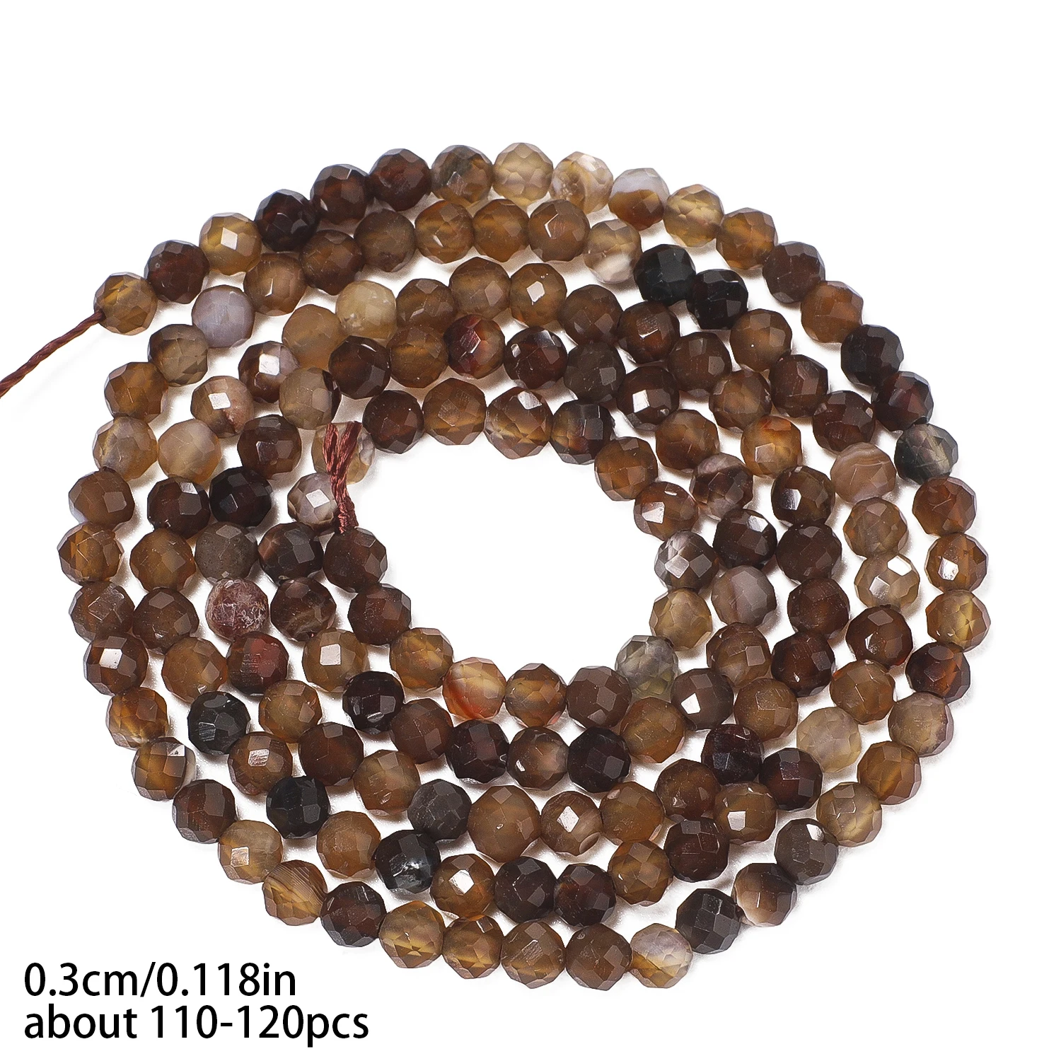 Neue 2 3 4 mm facettierte kleine Perlen aus natürlichem kaffeebraunem Achatstein für Schmuckherstellung, DIY-Armband, Halskette, Zubehör – Detail 8