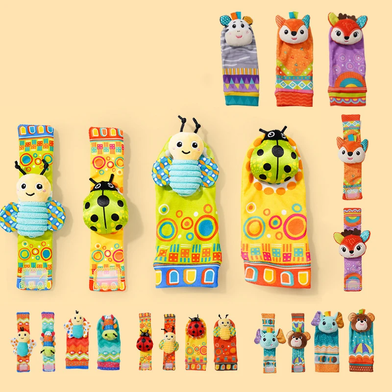 

0~24 Months Baby Socks Rattle Toys Handbells Animal Wrist Strap Educational Cute Cartoon Kids Infant Newborn Foot Socks