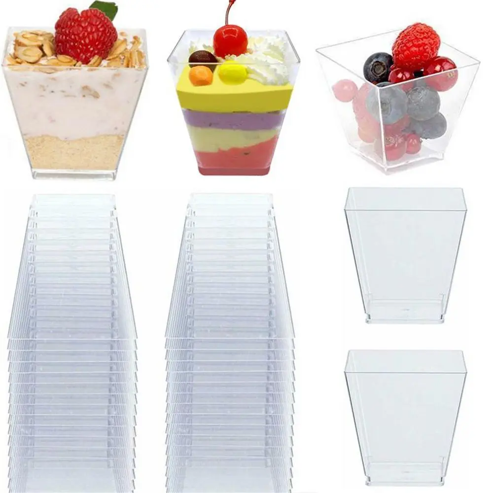 50/60/90ML Disposable Dessert Cup Plastic Dessert Ice Cream Cup 10/30/50pcs Home Festival Wedding Party Supplies plastic cups dessert cups plastic dessert cups