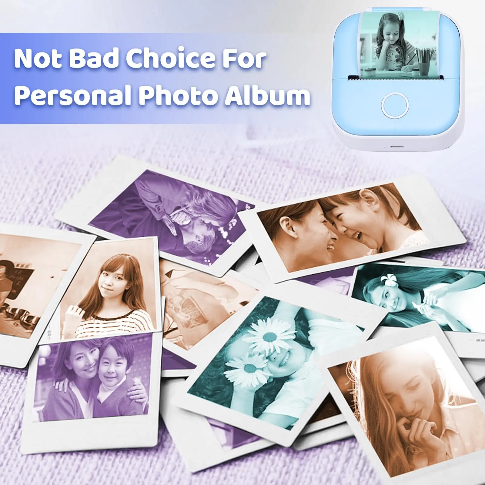 53mm Clear Thermal Paper Self-Adhesive/Non-Adhesive Multicolor for Pocket Printers, Photo Journal Stickers, Transparent Crafts