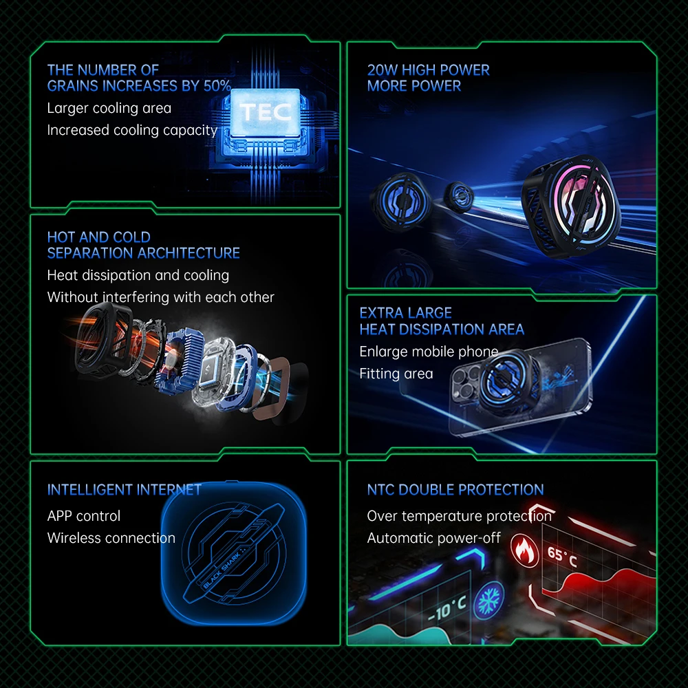 Black Shark 3Pro 휴대폰 냉각기, 마그네틱 라디에이터, RGB 라이트, 슈퍼 방열, 무음 라이브 방송, 아이폰 안드로이드