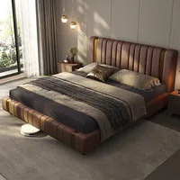 Lit double unique pour chambre à coucher, tête de lit rembourrée moderne et vintage, cadres en bois, Cama De Lujo Para Dormitorio, accessoires pour la maison 3