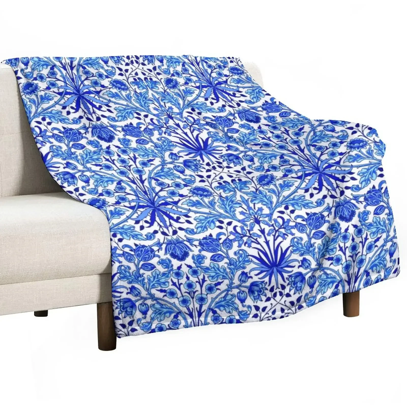

Гиацинтовый принт Вильяма Морриса, кобальтовое сине-белое одеяло, тонкие пушистые мягкие пушистые одеяла