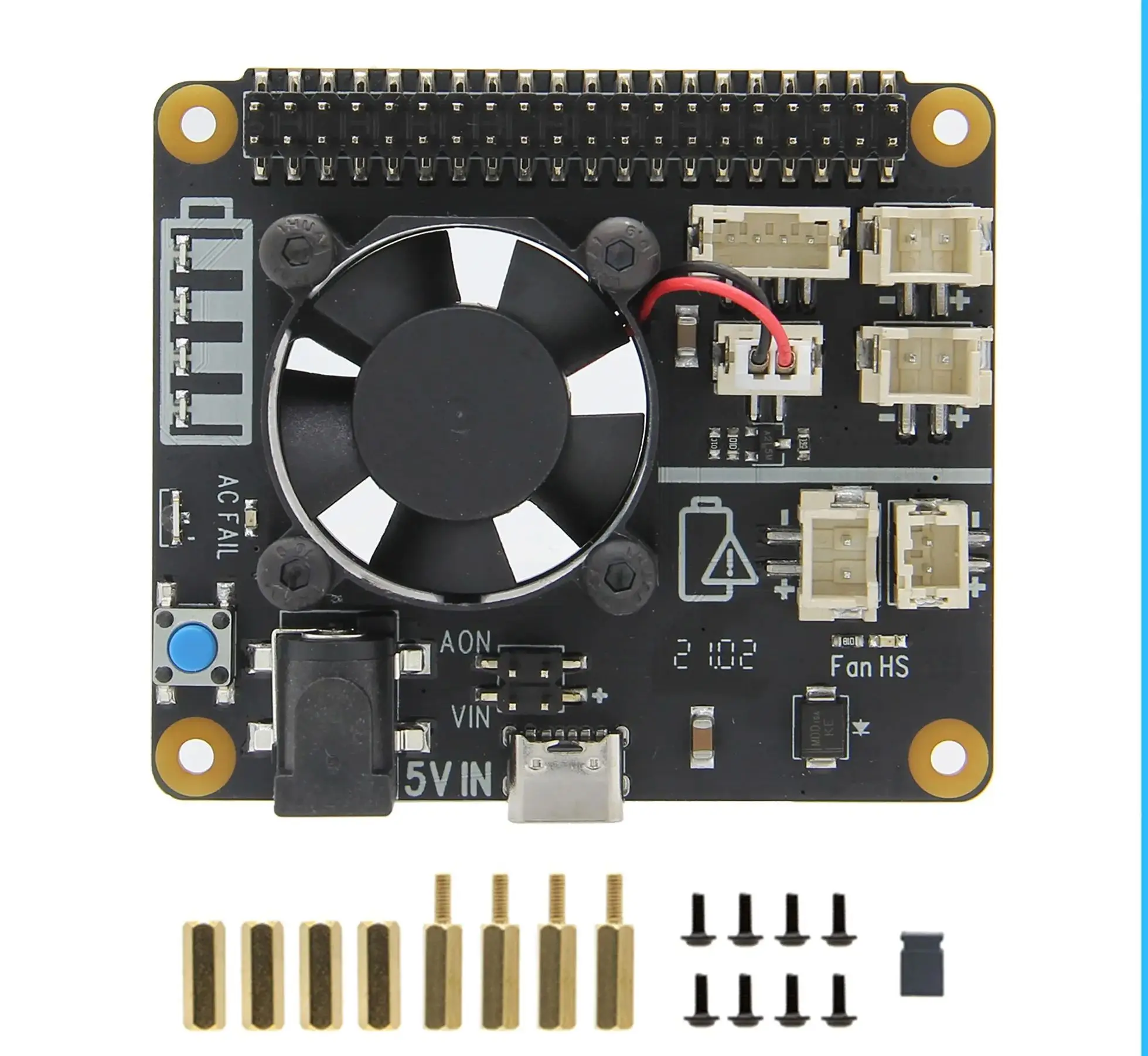 

For Raspberry Pi 4 / 3B+/ 3B, X708 V1.2 UPS Shield | Max 5.1V 6A | Safe Shutdown | Power Loss Detection | Auto Power On