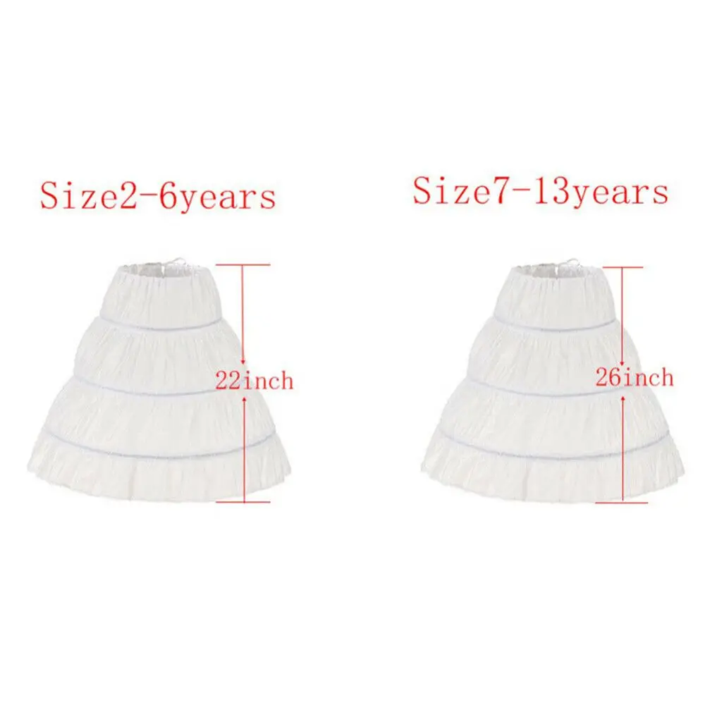 Girls Tutu Skirt 3 Hoops Skirt Petticoat Flower Crinoline Princess Skirt White Lace