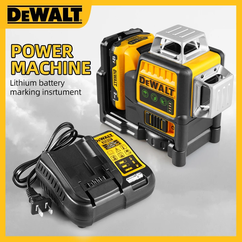 Dewalt DW089LG 3 Sides*360 Degree Vertical Lines Laser Level Horizontal Green Light Level Meter Outdoor 12V Lithium Battery, laser level