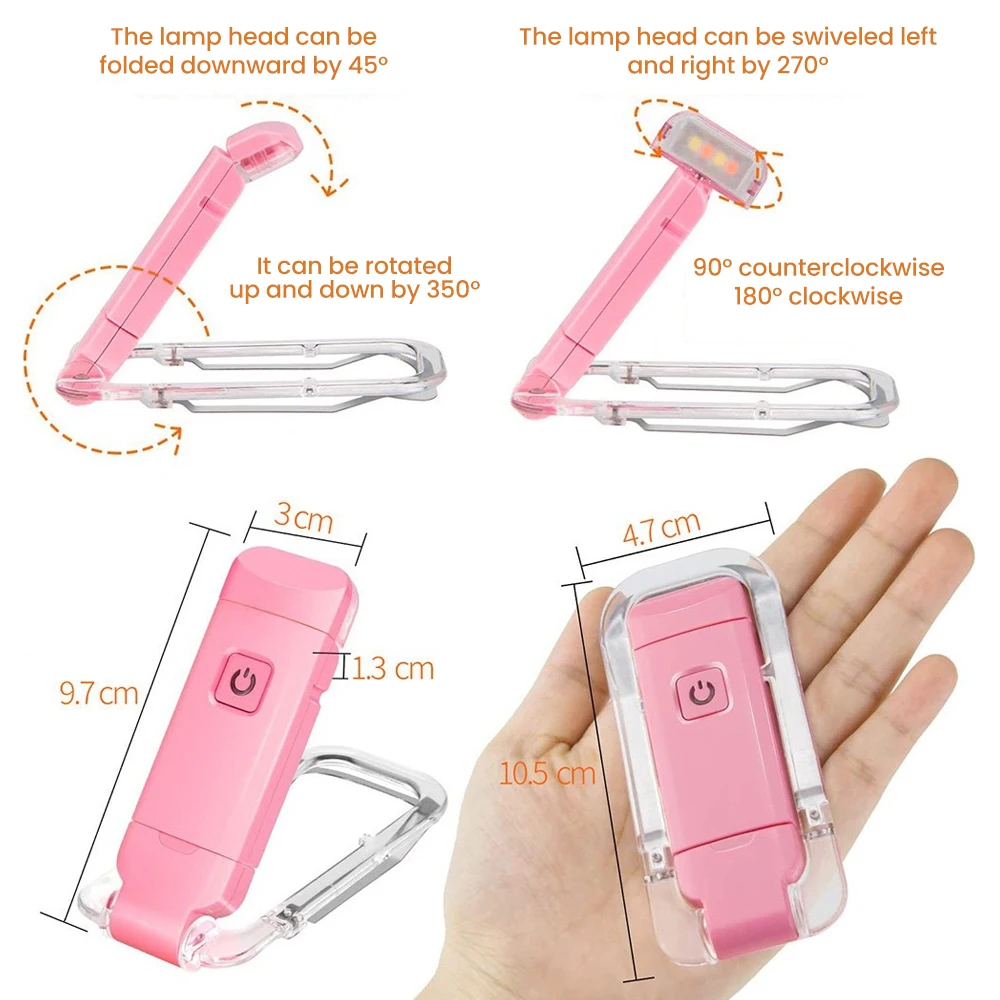 Portable LED USB Rechargeable Eye Protection Reading Light with Adjustable 3-Color Modes