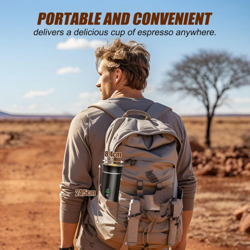 Portable Electric Espresso Machine Travel Coffee Maker Compatible with Ground Coffee and Nespresso Capsules with LCD Screen