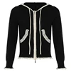 Black Lace Trim Knitted Sweater Cardigan Women Autumn Winter New Coat Sweet Basic All-Match Fashion 5