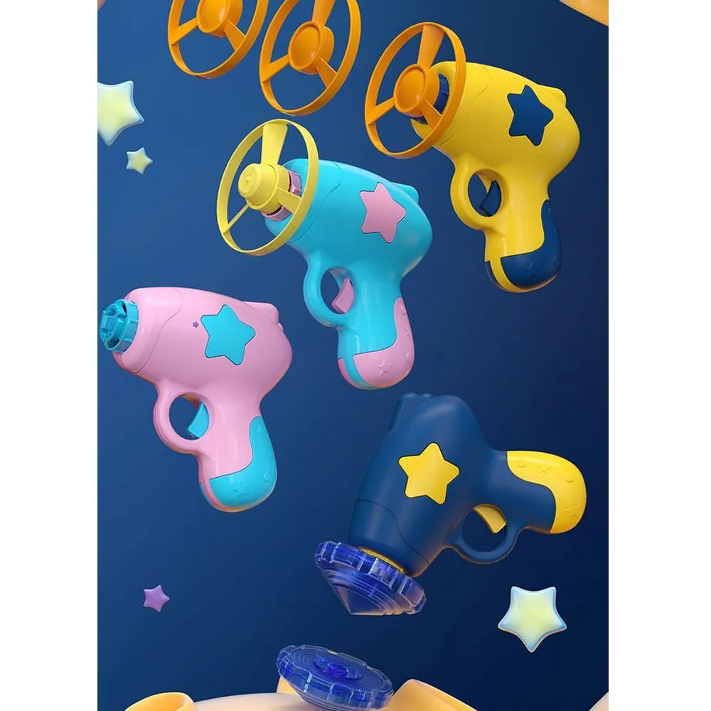 

Children Bamboo Dragonfly Ejection Saucer Launcher Pistol Outdoor Spinning Top Flying Disc Luminous Gyroscope