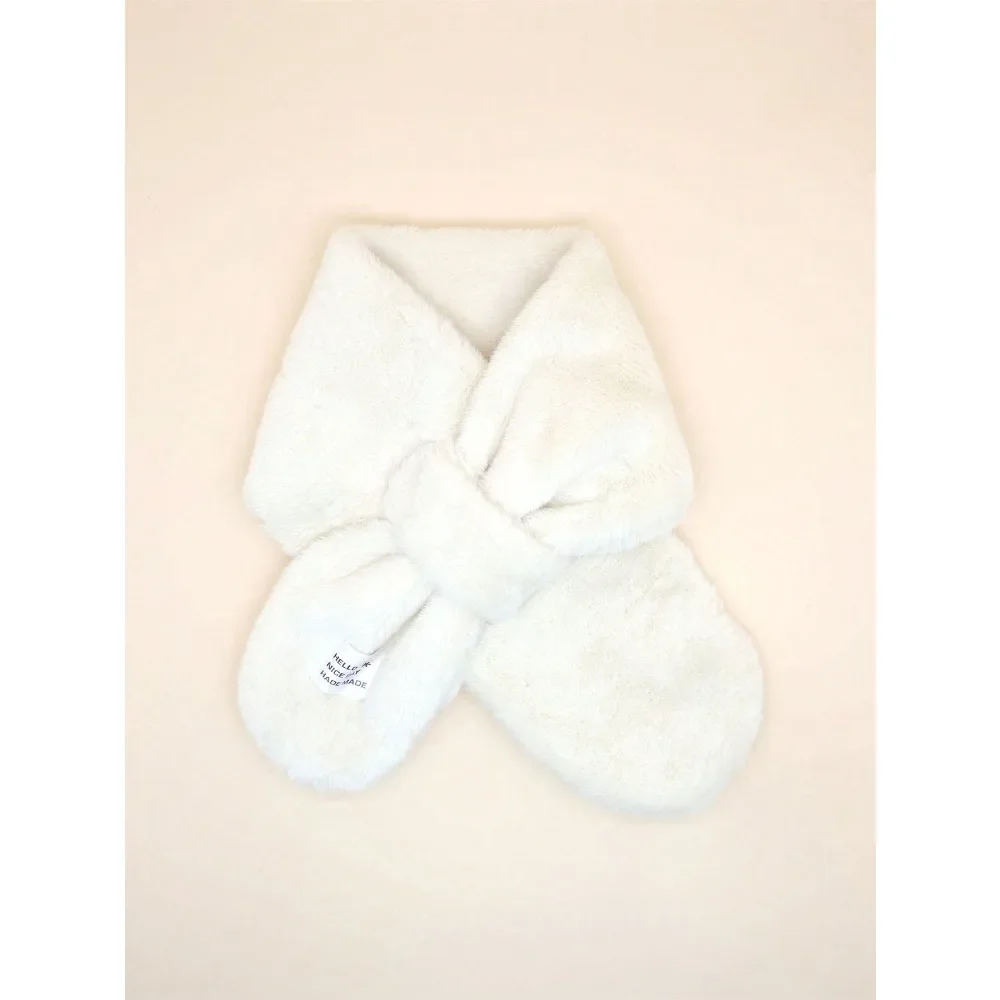 3-8years Solid Color Crossover Plush Scarf for Kids Winter Baby Scarf Soft Furry Warm Neck Gaiter for Boys and Girls