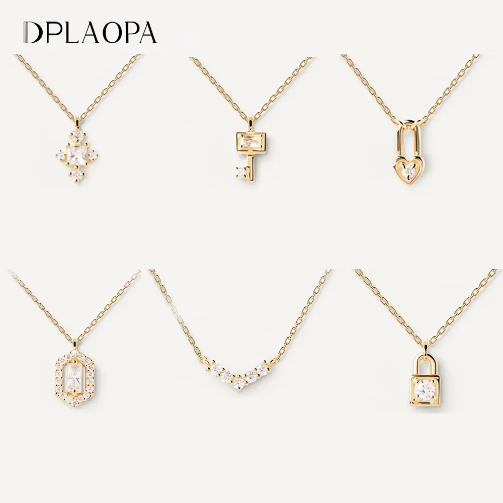 DPLAOPA-Colgante de casillero de amor con cruz de oro para mujer, de Plata de Ley 925, cadena larga, joyería de buenos de lujo, Punk Rock