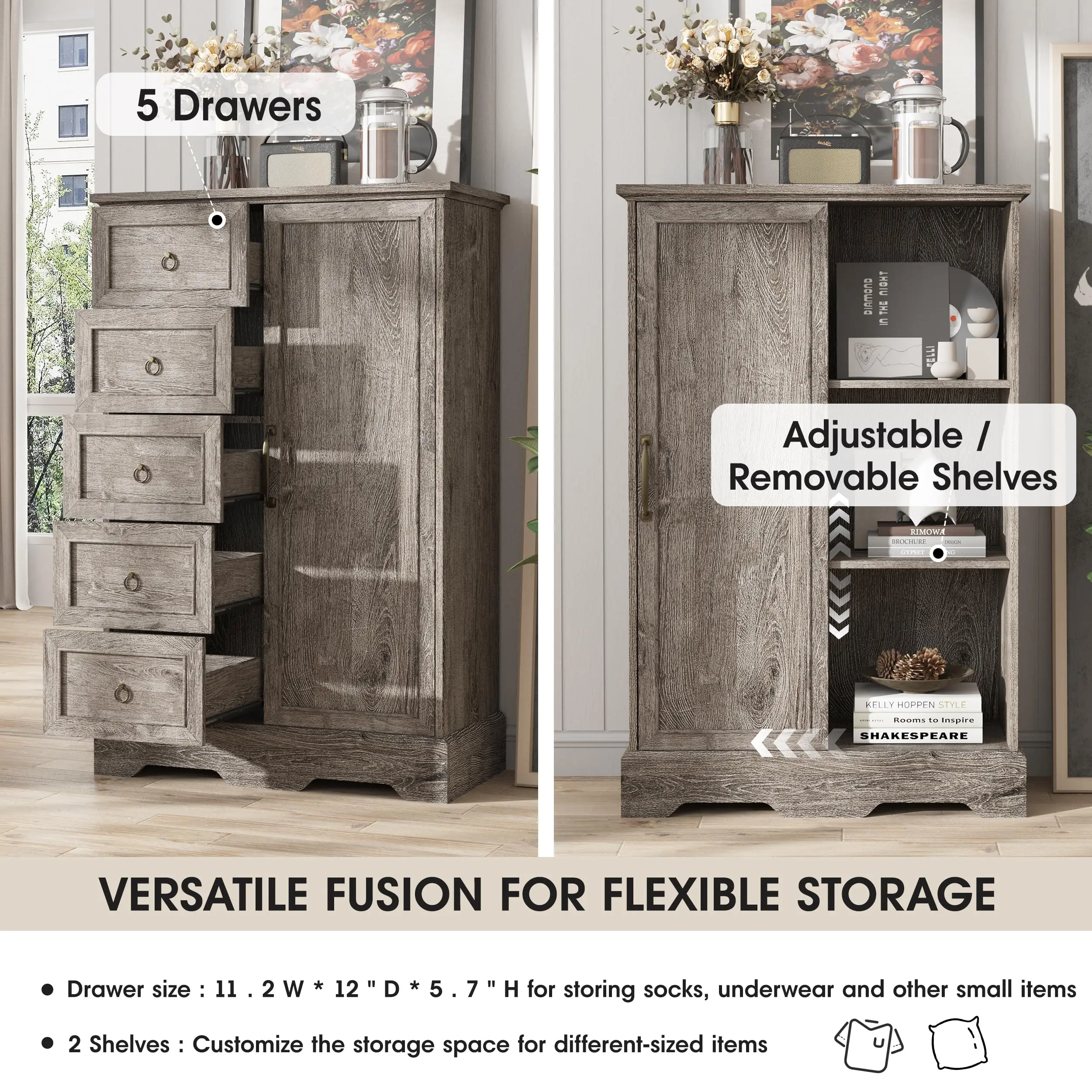 5-Drawer Farmhouse Dresser 5