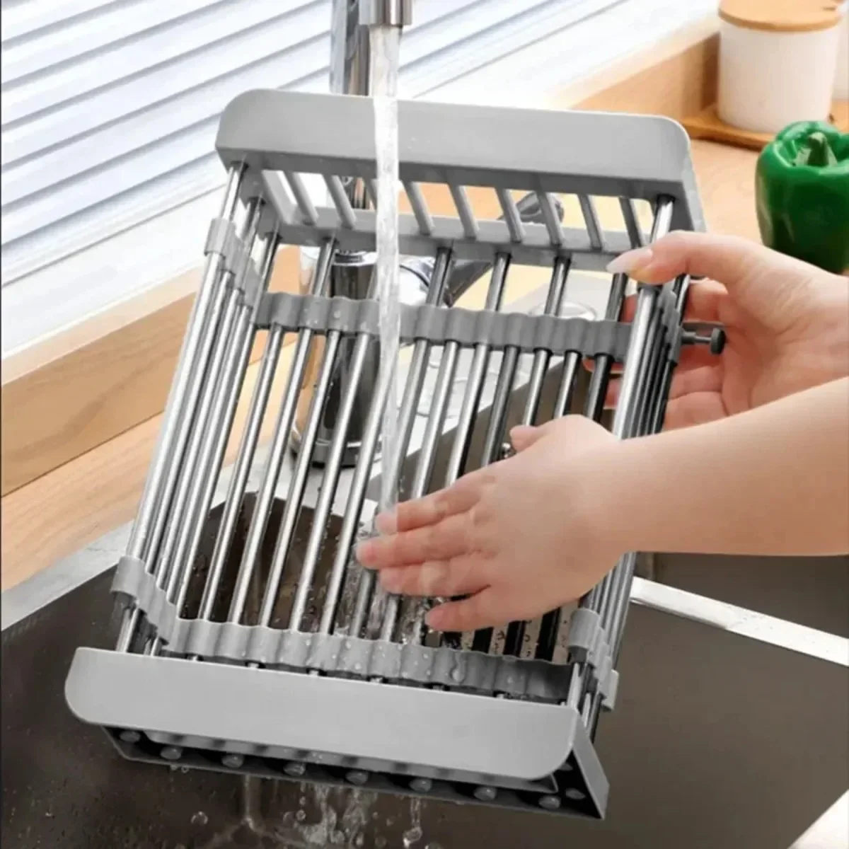 Stainless Steel Dish Drainer Kitchen Sink Rack Vegetable Rack Extendable Drying Storage Accessories Storage Kitchen Tools 2