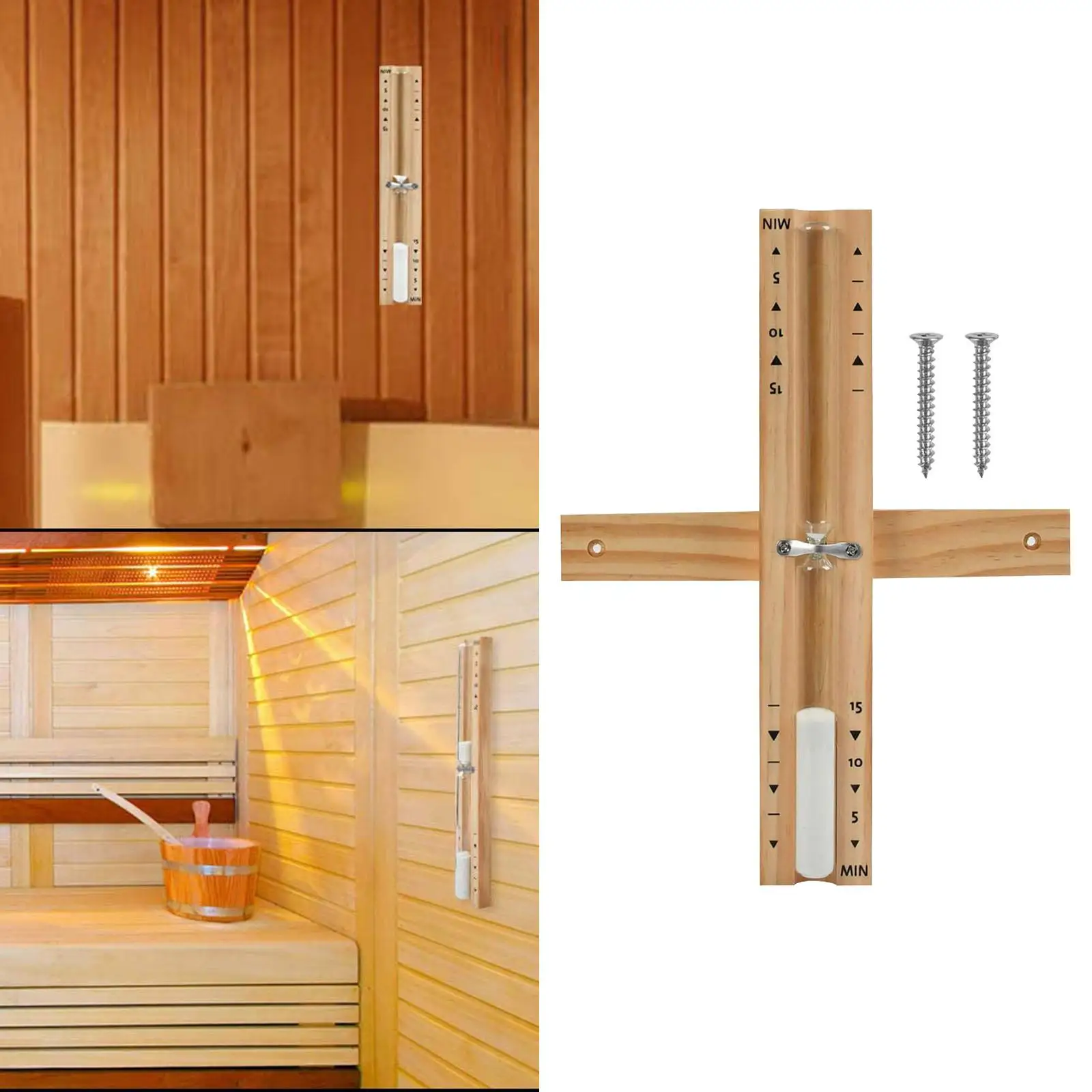 Sauna Timer Sandglass Sand Clock Wooden White Sand Hourglass Countdown Clock 4