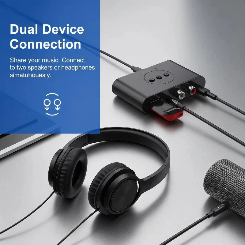 블루투스 5.3 수신기 송신기 스테레오 무선 어댑터 장거리 U 디스크 RCA 3.5mm AUX 잭 (자동차, 가정, TV 음악 재생용)