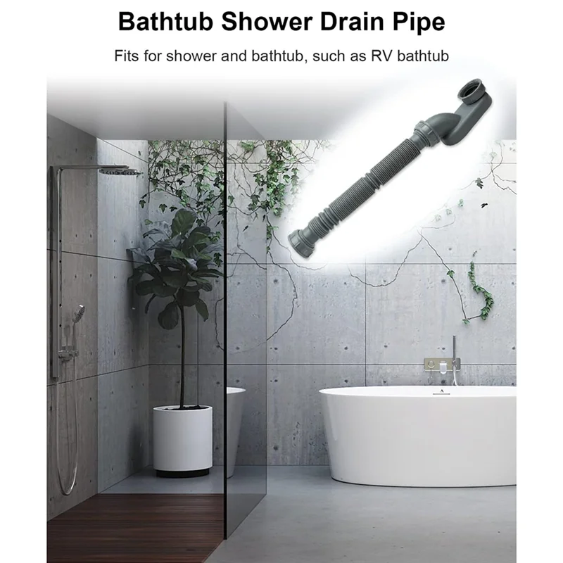 Newest Low Profile 1 1/2 P Trap Flexible Bathtub Shower Drain Pipe Flat P Trap Free Standing Tub Drain For Bath Bathtub
