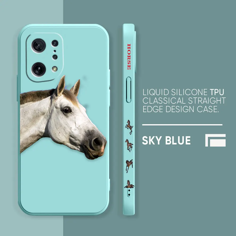 thumbnail image 1 of Case For OPPO FIND X6 X3 REALME X7 X50 RENO 2 4Z 4 6 Lite 5Z 5F 4G 5G PRO Liquid Silicone Case Galloping Horses, 1 of 5