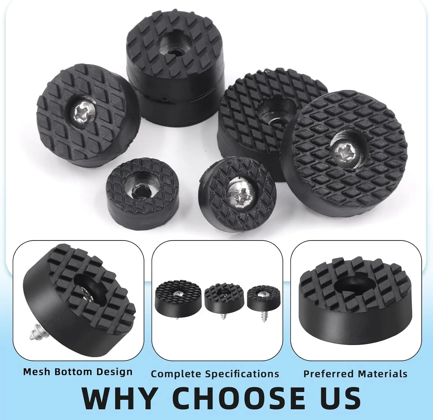 18/24/30MM Rubber Feet Non-Slip Round Furniture Pads with Screws for Table Chair Leg 12pcs