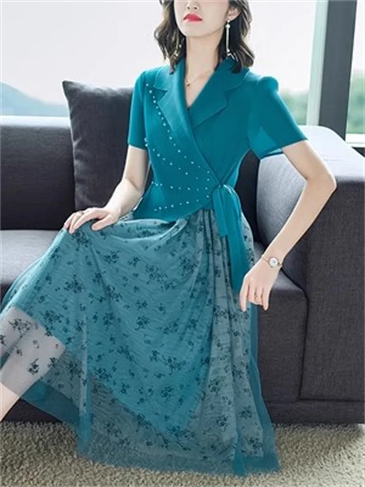 Summer-New-Women-2023-Blazer-Collar-Pleated-Dress-With-A-Sense-Niche ...