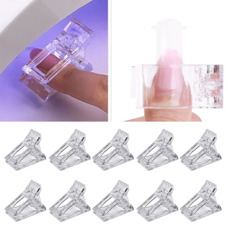5/10 Pezzi Clip per Unghie in Acrilico Trasparente per Estensioni Rapide di Gel Polish, Strumenti per Manicure con Lampada UV