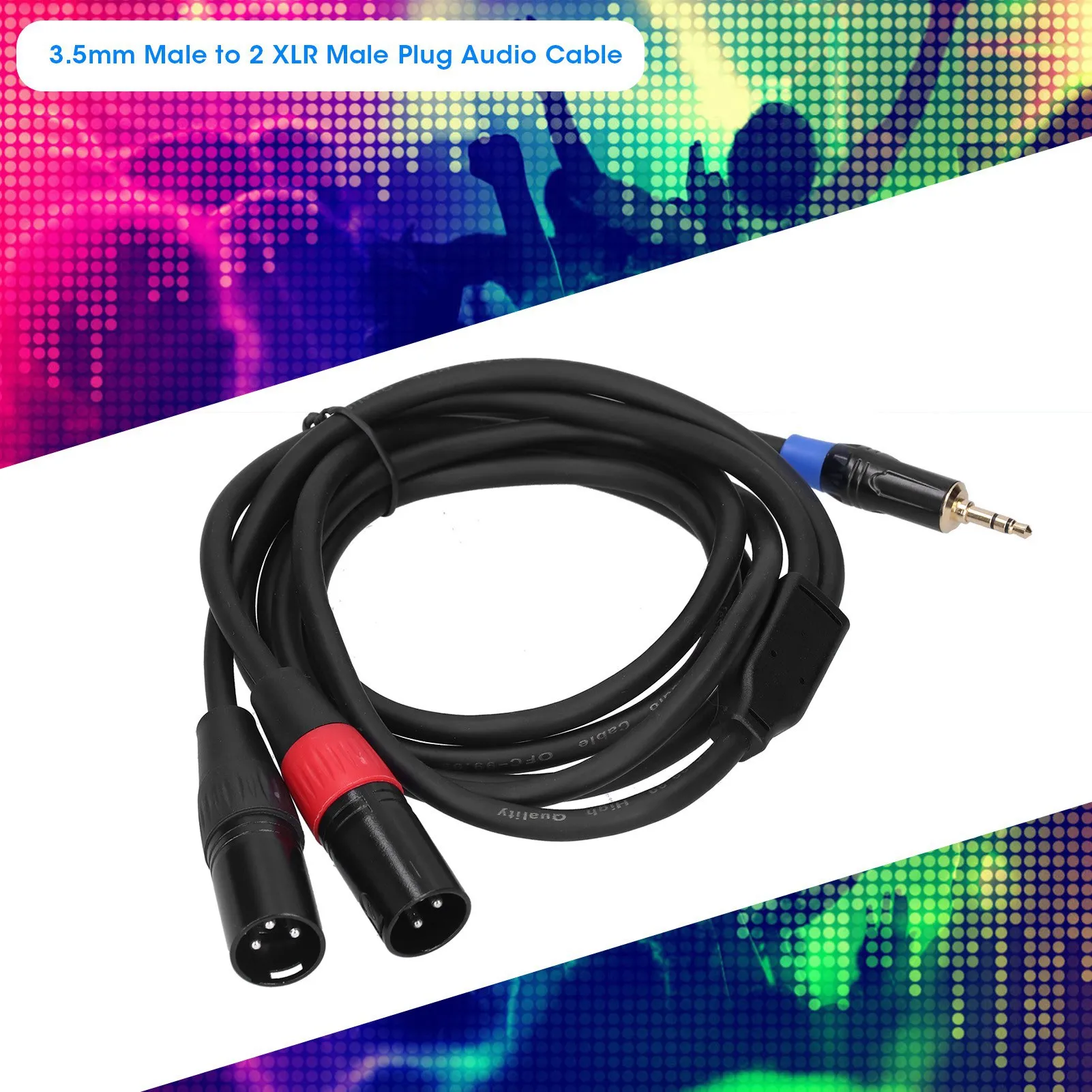 3.5mm Stereo Male to Dual 2 XLR Male Plug Connector Audio Converter Adapter Cable Cord Audio Adapter Cable Stereo Audio Cable