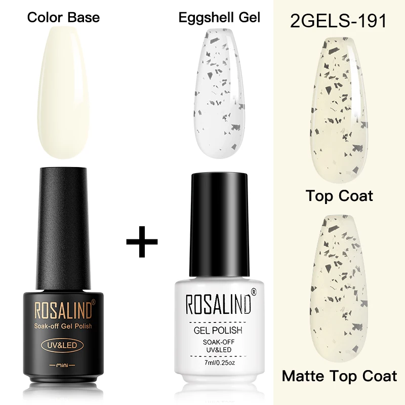ROSALIND juego de Esmaltes en Gel para uñas, semipermanentes, híbridos, cáscara de huevo, imprimación, mate, superior, arte de uñas