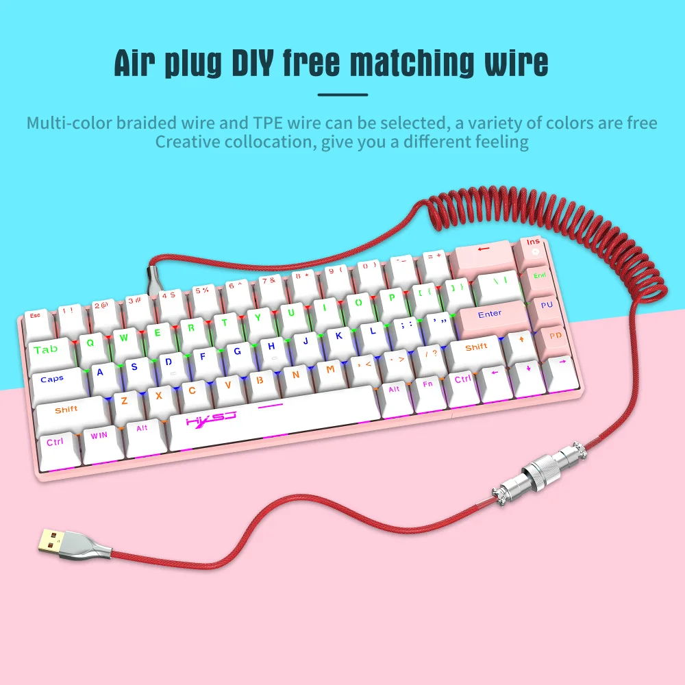 teclado cabo de aviação enrolado cabo tipo teclado desktop computador aviação conector usb para acessórios de teclado de jogos