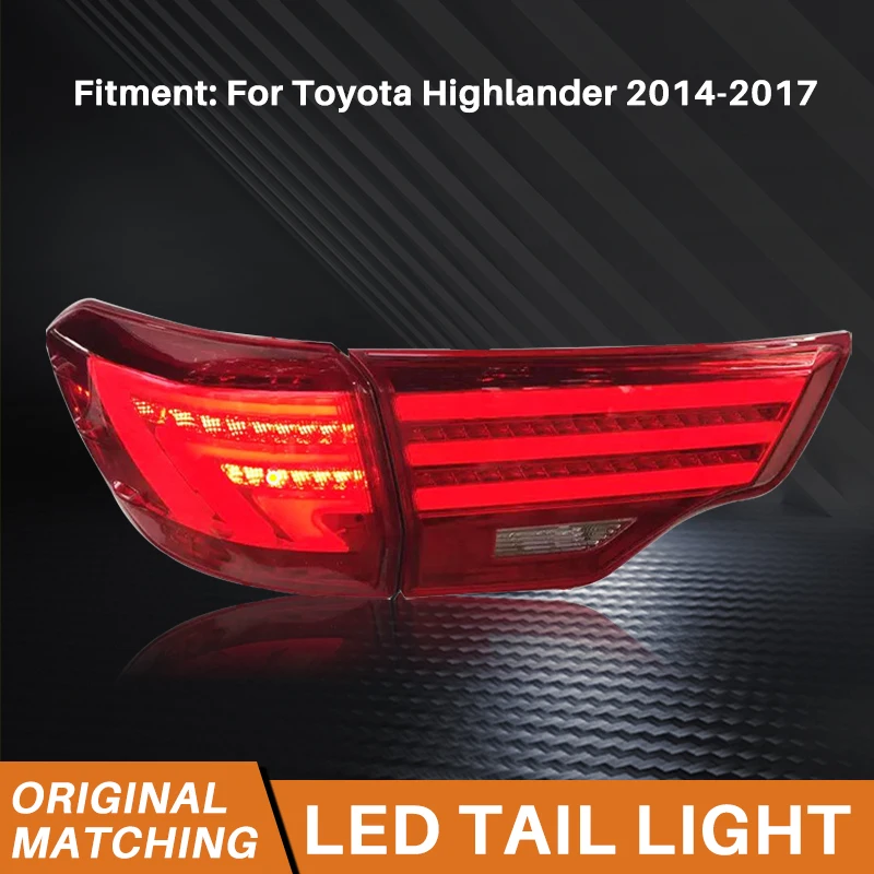 

Free Shipping LED Tail Light Assembly for Toyota Highlander 2014-2017 Model Red/Smoke Cover Rear Lamp