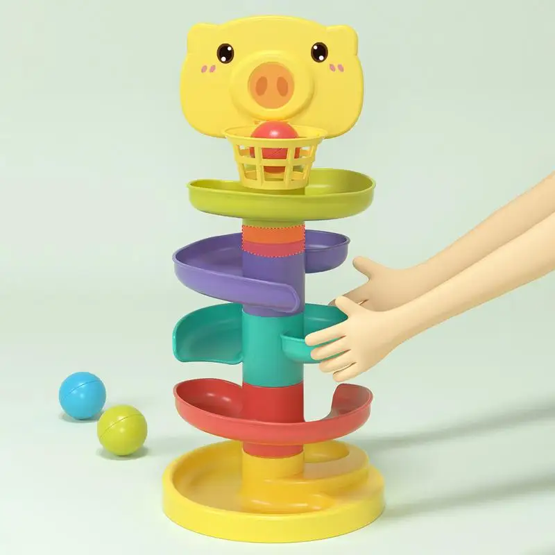 Ball Tower Rolling Ball Pile Tower Early Educational Toy For Babies Rotating Track Toy for Toddler Stacking For Kids Gifts