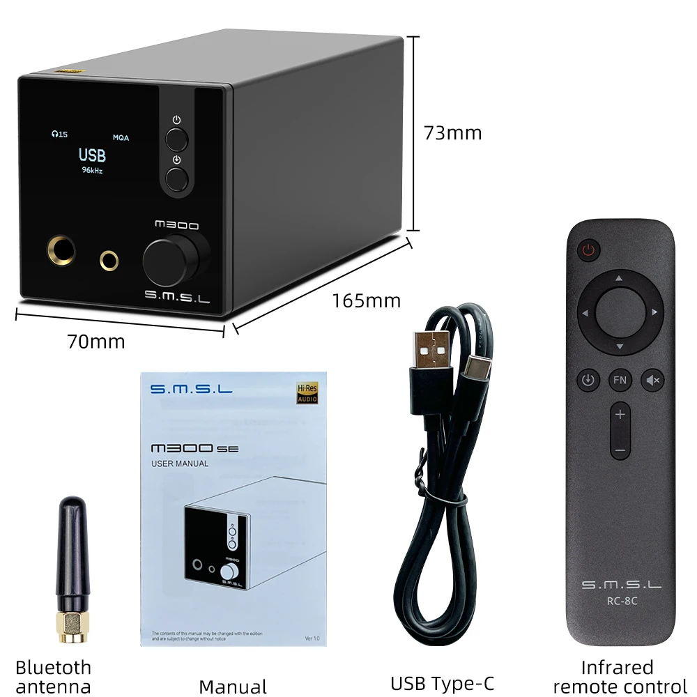Headphone Amplifier Audio Converter Adapter Audio Converter Audio Decoder Headphone Audio Decoder SMSL M300SE Upgraded Audio DAC & Headphone AMP MQA CS43131*2 Blutetooth True Balanced XLR 6.35/4.4mm XU316 DSD256 Remote Control
