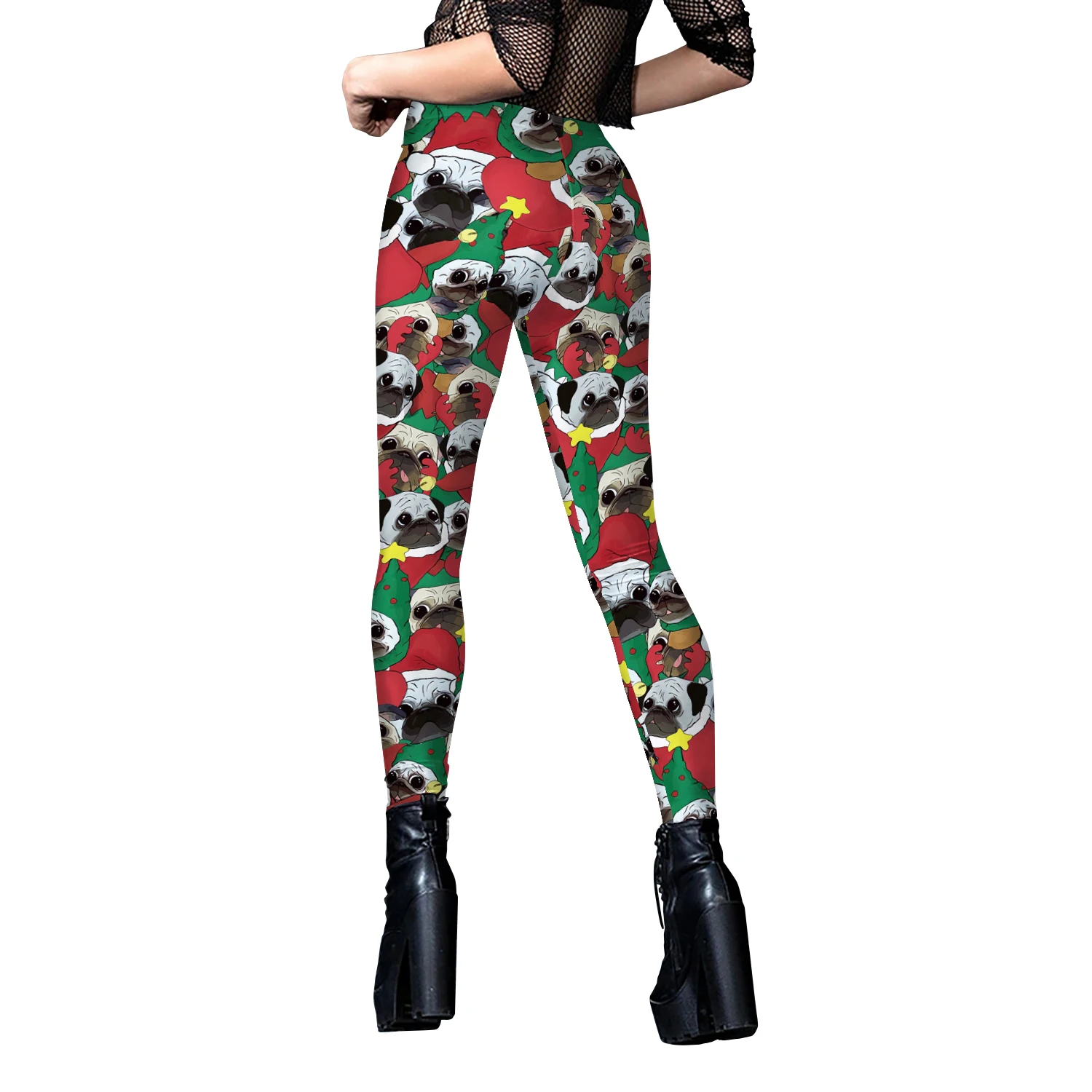 Nadanbao Lustige Weihnachts-Frauen-Sexy-Strumpfhose, 3D-Digitaldruck, weich, dehnbar, Weihnachtsmann-Leggings, knöchellanges Outfit für Weihnachtshosen – Detail 13