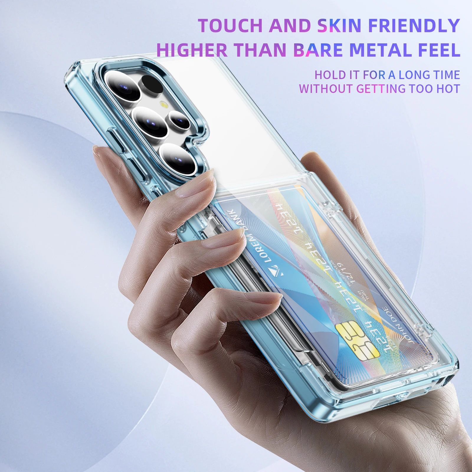 Luxury Transparent Stand Shockproof Phone Case with Card Slot Holder