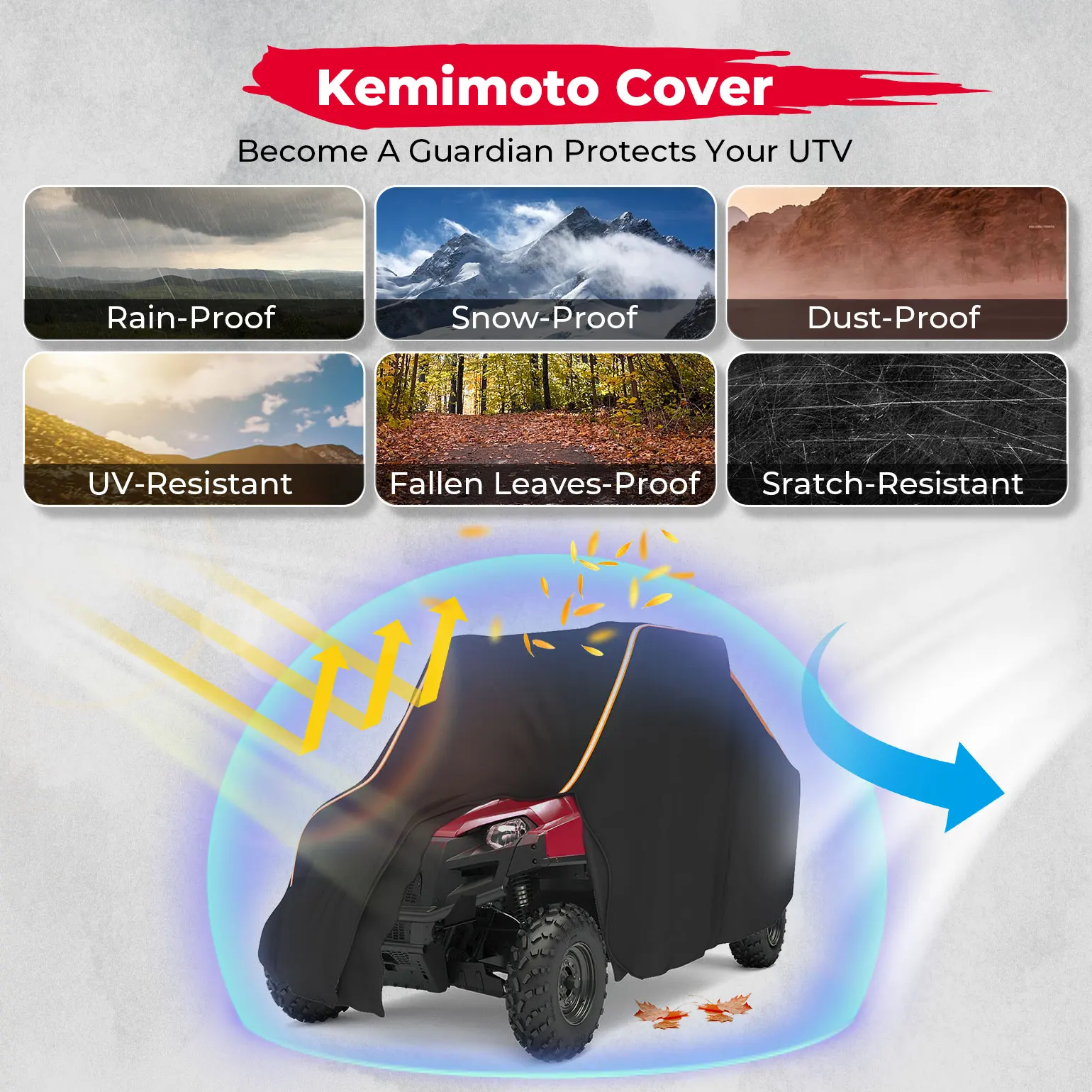 Rubber Cover Dust Protection Cover Atv Accessories UTV Protect Utility Vehicle Storage Cover Compatible with Polaris Ranger 570 900 1000 RZR 900 Models 2014-Side-by-Side SxS