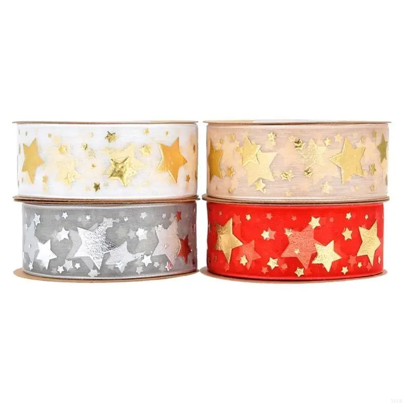 Organza Ribbon Druckstars Kuchenband Geschenkverpackungsband für Bughaar Hochzeit Weihnachtsdekoration Spitze Basteln DIY Y08E – Detail 8