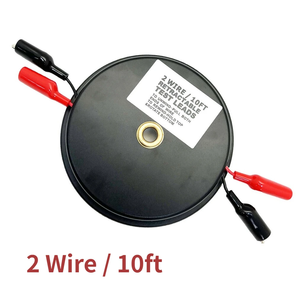 

Retractable Test Lead 2 Wires 10ft Length Extension Cables for Automotive Electrical Testing Alligator Clips