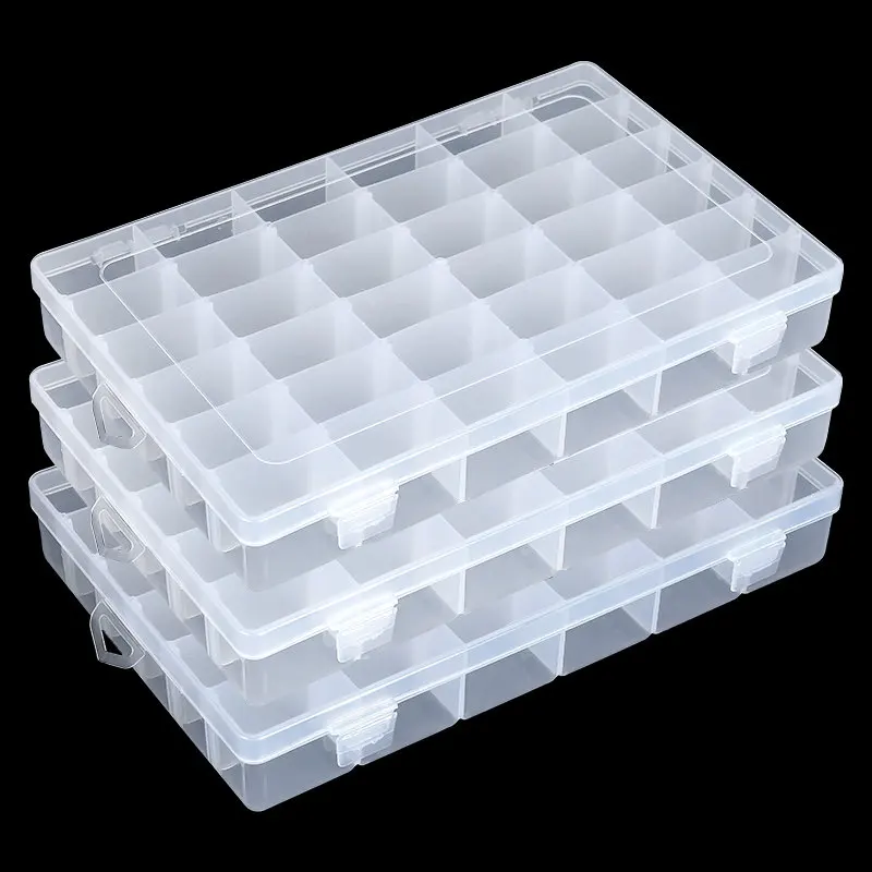 36 Grids Plastic Organizer Box Storage Container Jewelry Box with Adjustable Dividers for Beads Art DIY Crafts Fishing Tackles