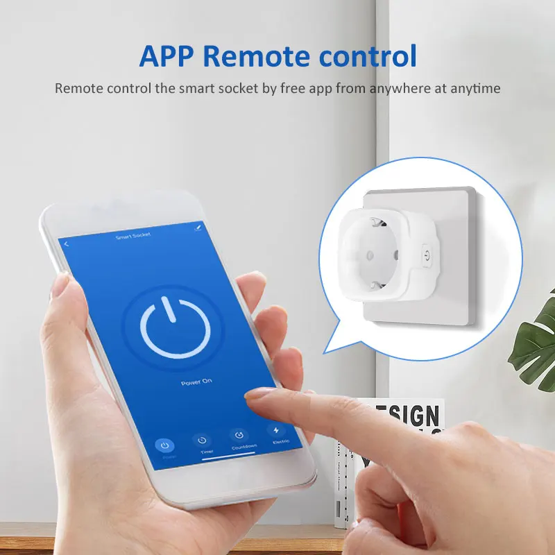 Wifi Smart Plug 20A With Power Monitor Eu Plug Smart Life Control (Blue) 