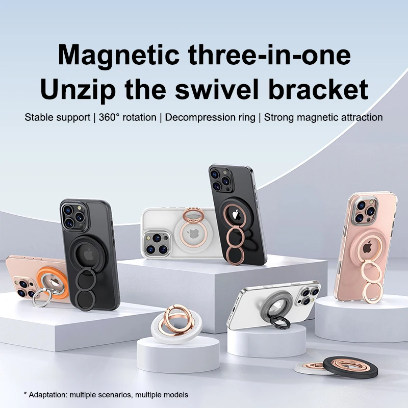 Magsafe Double-Sided Magnetic 360° Rotation Phone Holder with Ring Buckle and Decompression Damping