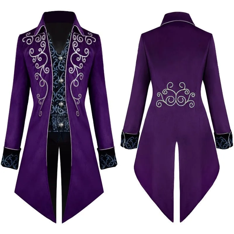 

T67Tuxedo medieval retro clothing mid-length punk men's vampire count dress