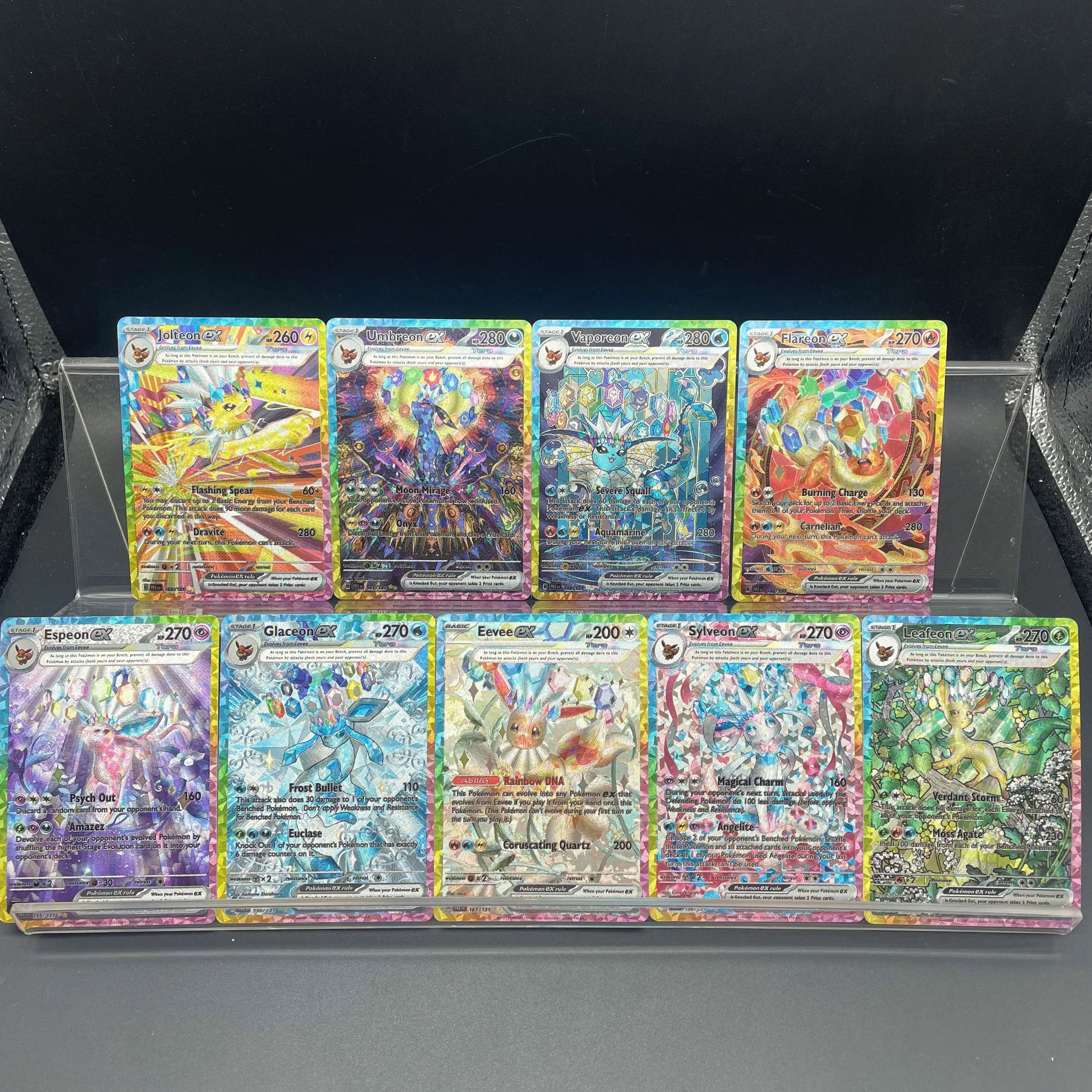 9Pcs/Set DIY Self-made PTCG Eeveelution Sv8A English Version Umbreon Sylveon Coarse Glitter Texture Collection Card Gift