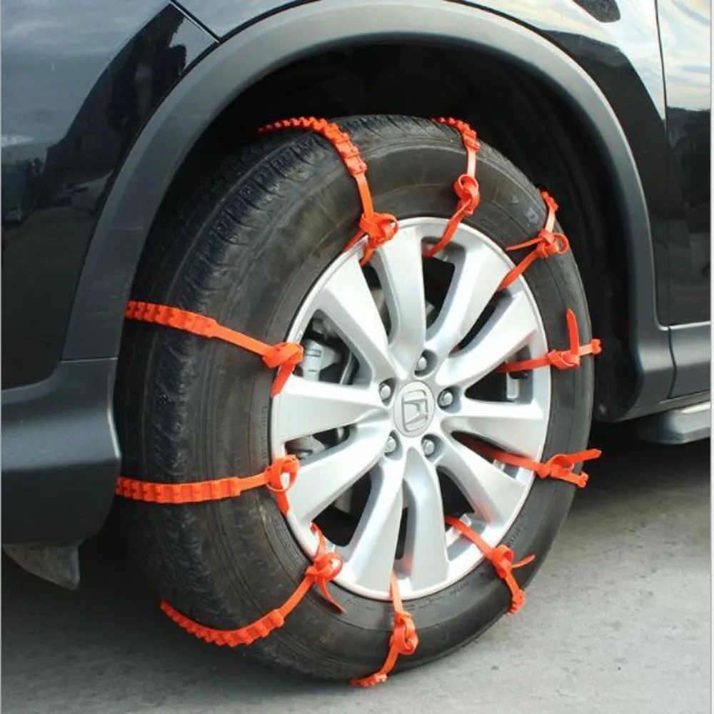 10Pcs Car Snow Tire Chains Anti Skid Snow Chains Anti Slip 2 Grooves for Winter Outdoor Snow Tire Emergency