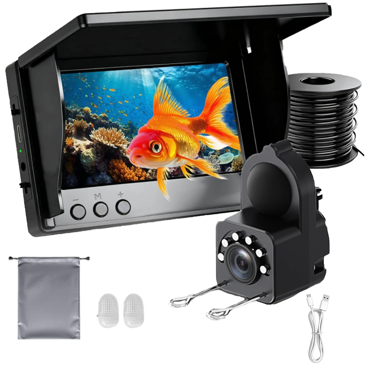 Caméra pêche portable main 1080P 4.3 pouces LCD avec vision nocturne pour observation sous-marine des poissons
