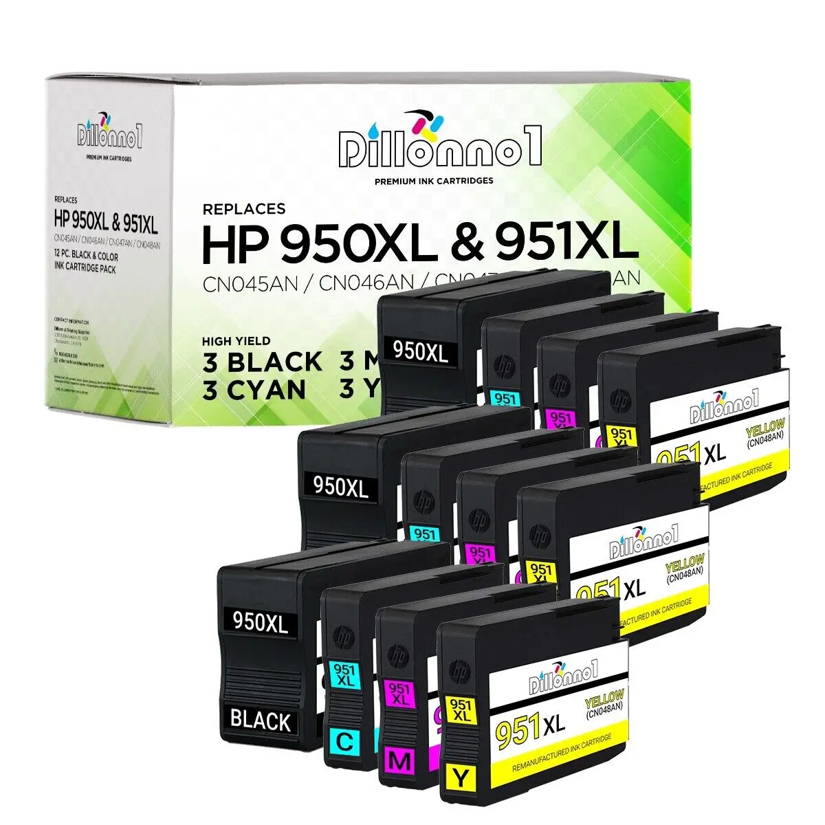 Confezione Da 12 Cartucce D'Inchiostro 950Xl 951 Xl Per Hp Officejet Pro 8600 8610 8615 8620