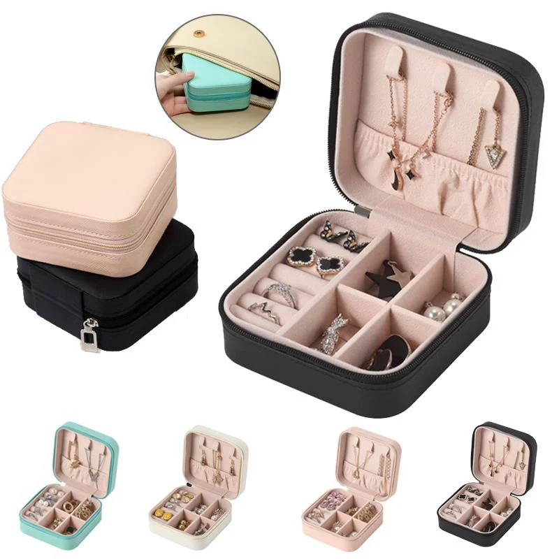 Portagioie Da Donna Portatile In Pelle PU – Bianco, Custodia Da Viaggio Per Anelli E Orecchini - 4