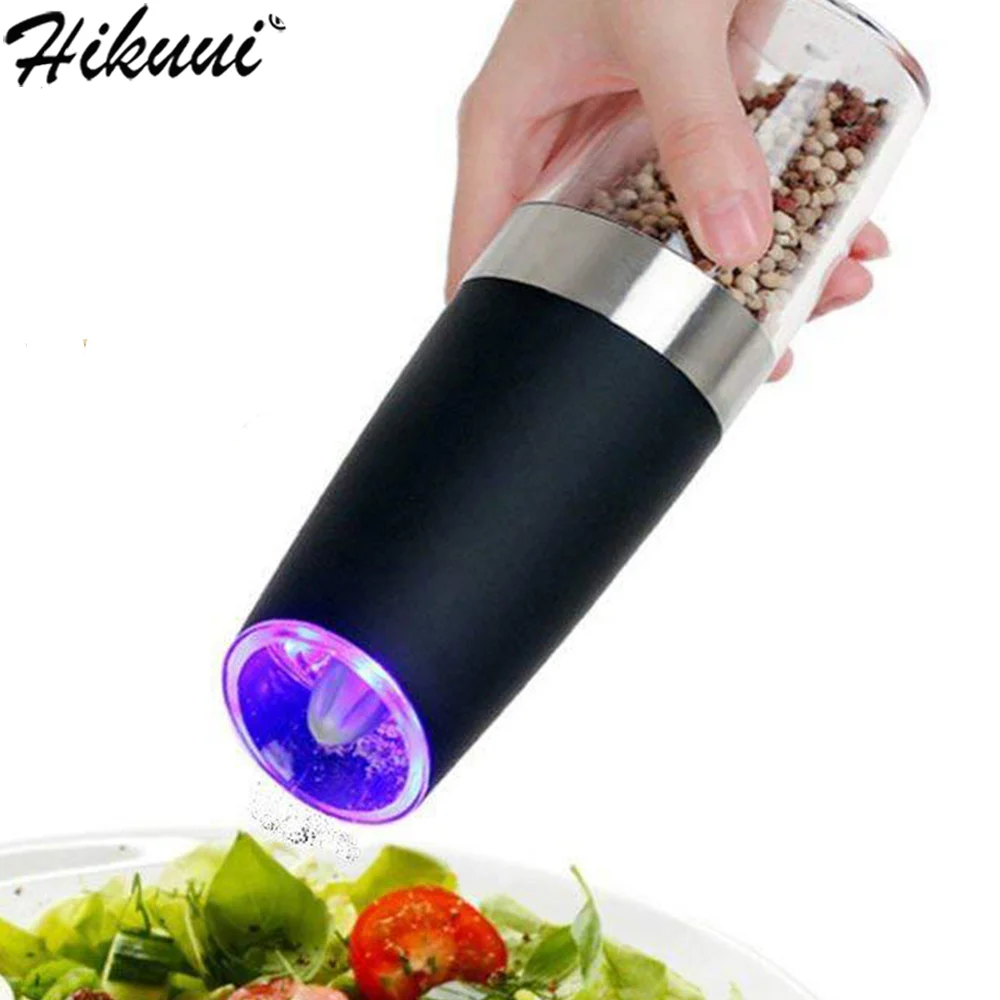 HIKUUI GRAVITY Induction Pepper Grinder Salt Mill With LED Light Kitchen Seasoning Grinding Tool Automatic Mills