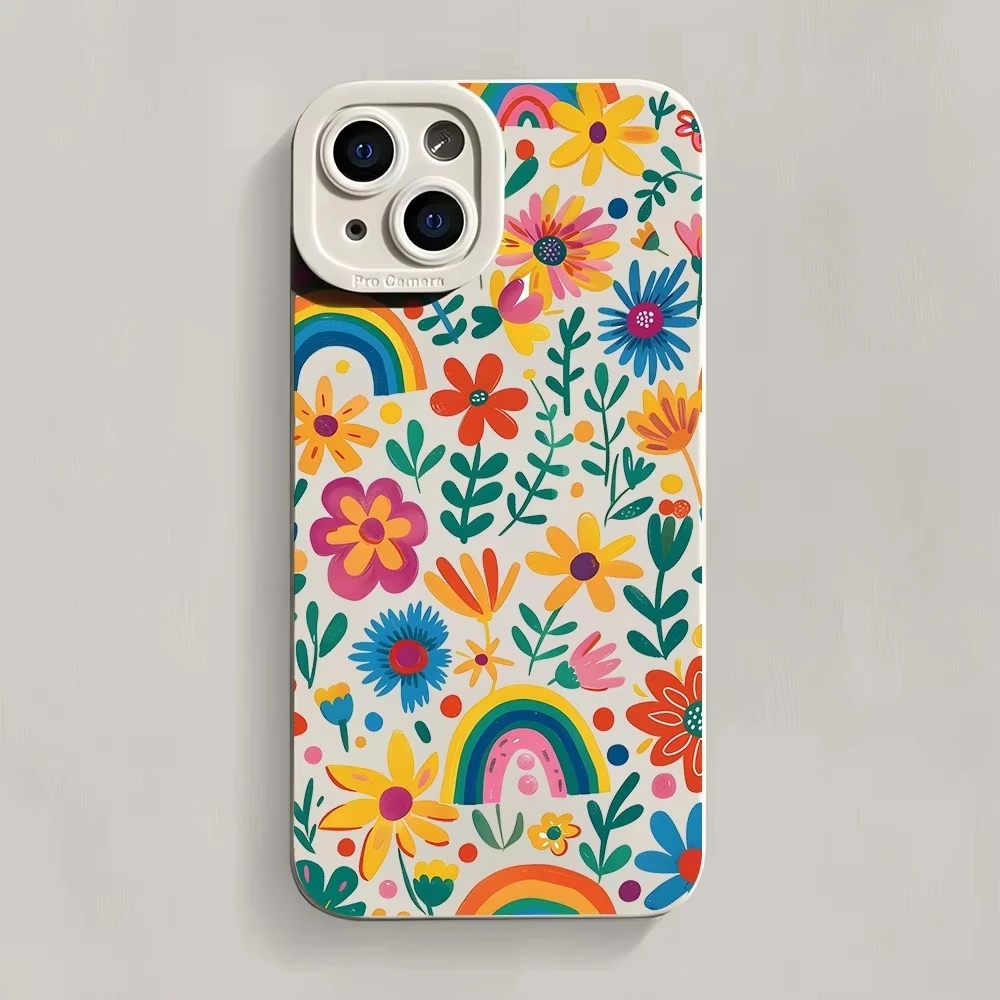 Vibrant Rainbow Floral Pattern Phone Case Cover