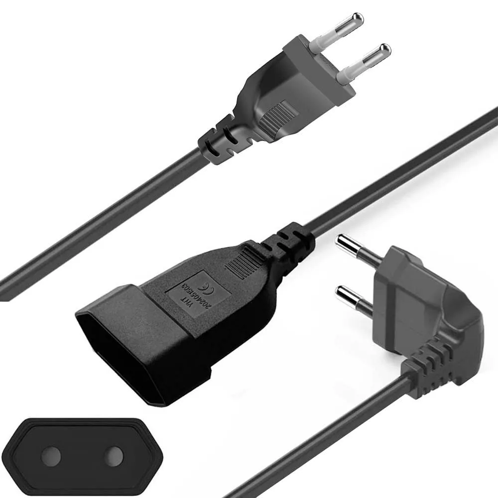 EU Power Extension Cable 2-Prong Male to Female 5M/3M/1.5M power extension cord Socket saver