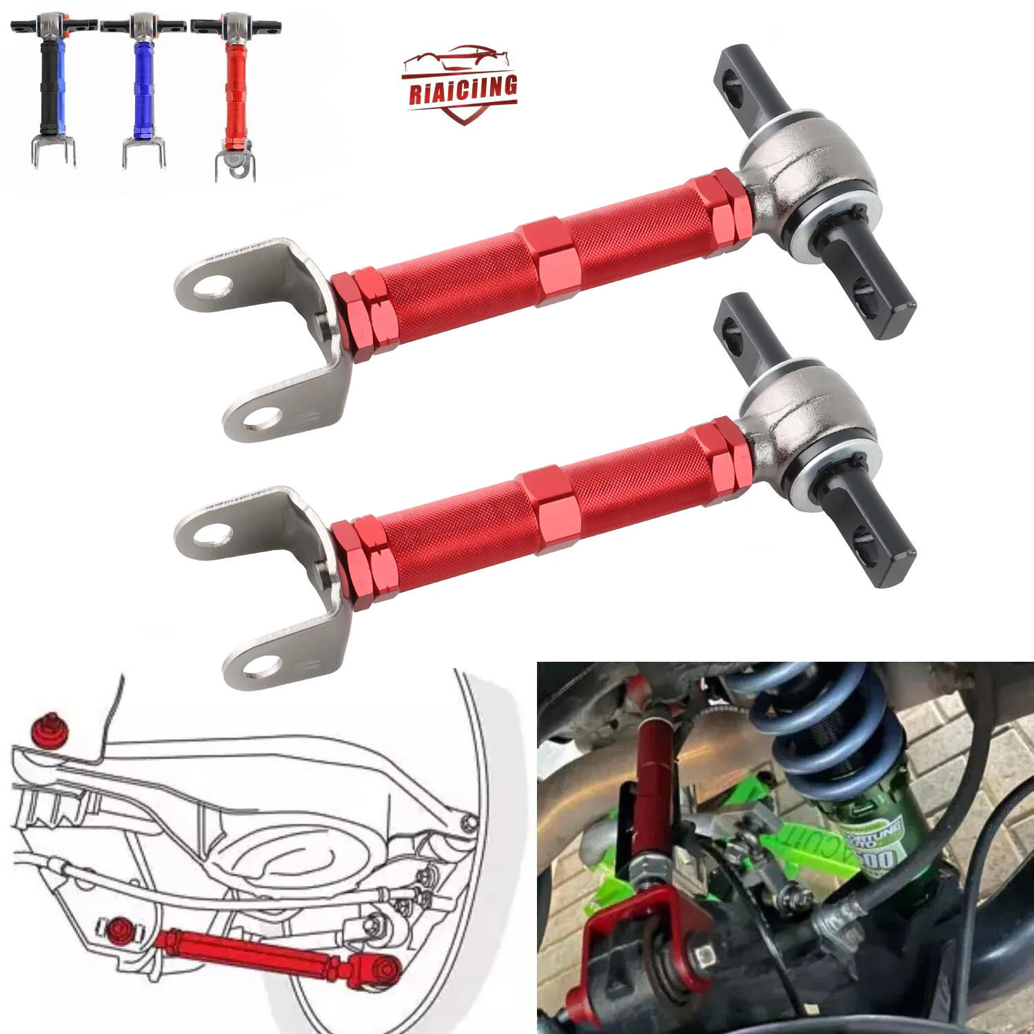 1Pair Alloy Steel Adjustable Rear Control Camber Arms for 01-05 Honda Civic 02-06 Acura RSX Double alloy steel regulable