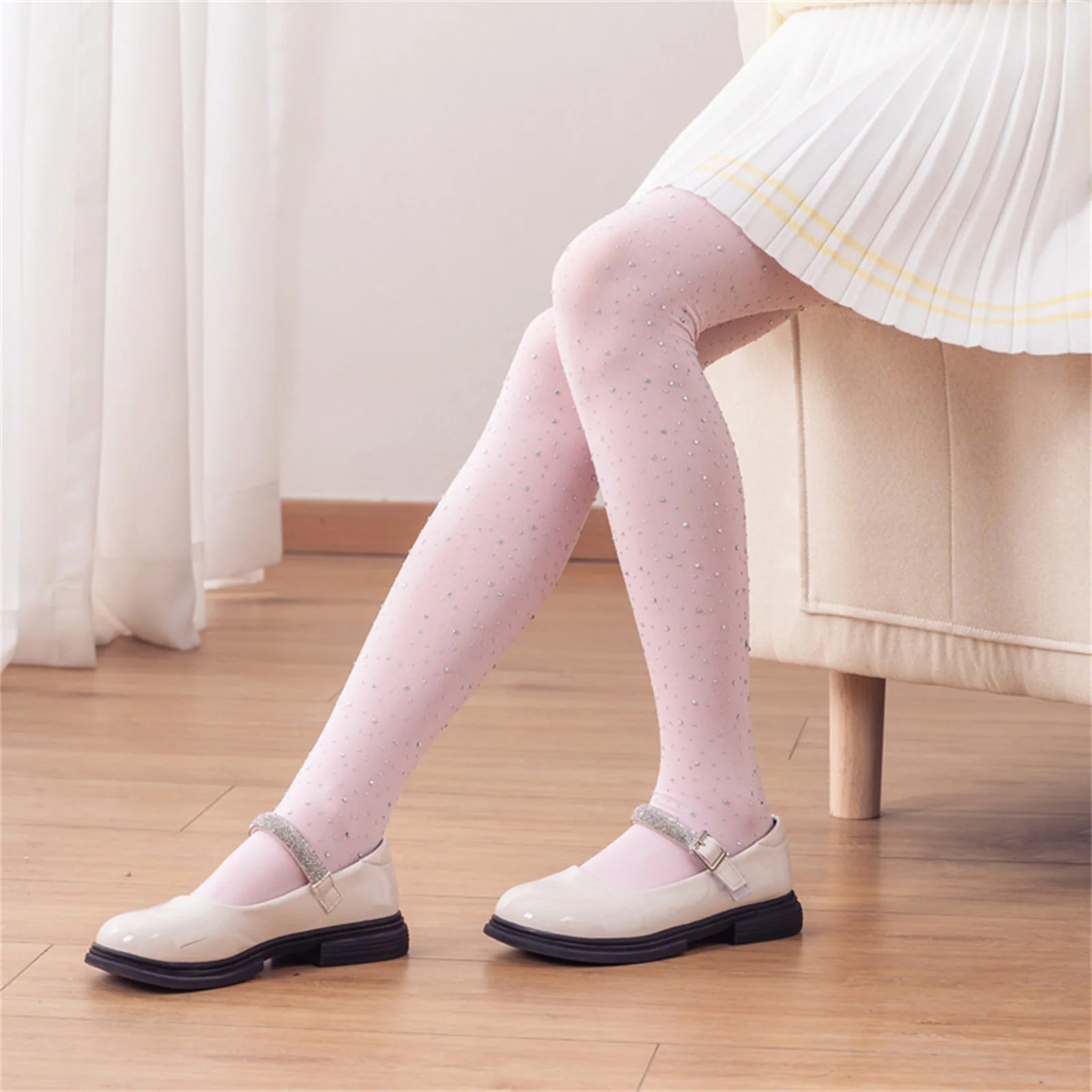 Kids Baby Girls Tights Sweet Princess Rhinestone Footed Leggings Breathable Pantyhose Trendy Stockings For Summer Spring Fall